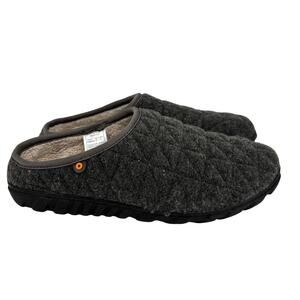 Bogs Snowday Cozy Slippers Womens Size 10 Charcoal Gray Faux Fur Lining Slip On